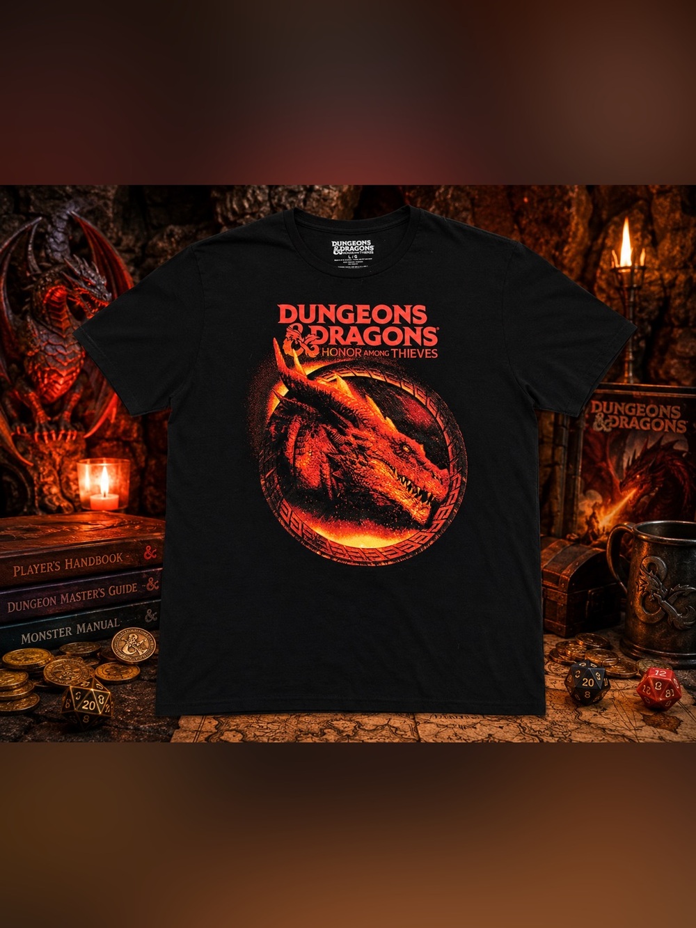 Dungeons & Dragons D&D Honor Among Thieves Dragon Graphic Tee Black L